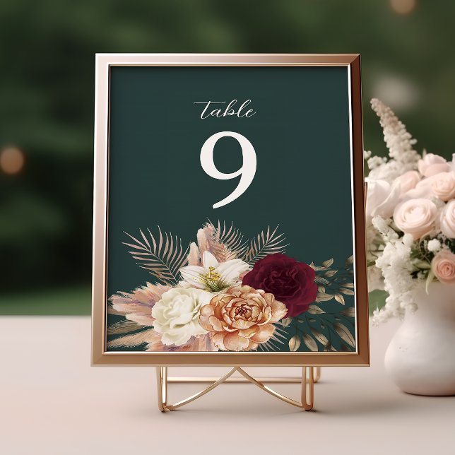 Numeração De Mesa Número da Tabela Floral de Casamento Emerald Green (Criador carregado)