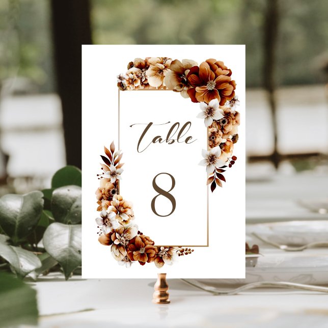 Numeração De Mesa Número da Tabela Floral de Casamento Rustic Orange (Criador carregado)