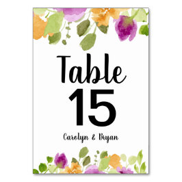 Numeração De Mesa Número da Tabela Floral de Coloração d'água de Blo