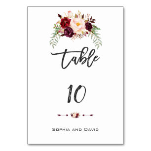 Numeração De Mesa Número da Tabela Floral de Escrita Manual do Borgo