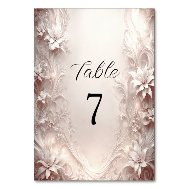 Numeração De Mesa Número da Tabela Floral de Ivory Branca (Frente)