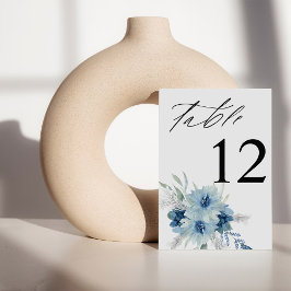Numeração De Mesa Número da Tabela Floral do Dusty Blue & Blue Boho