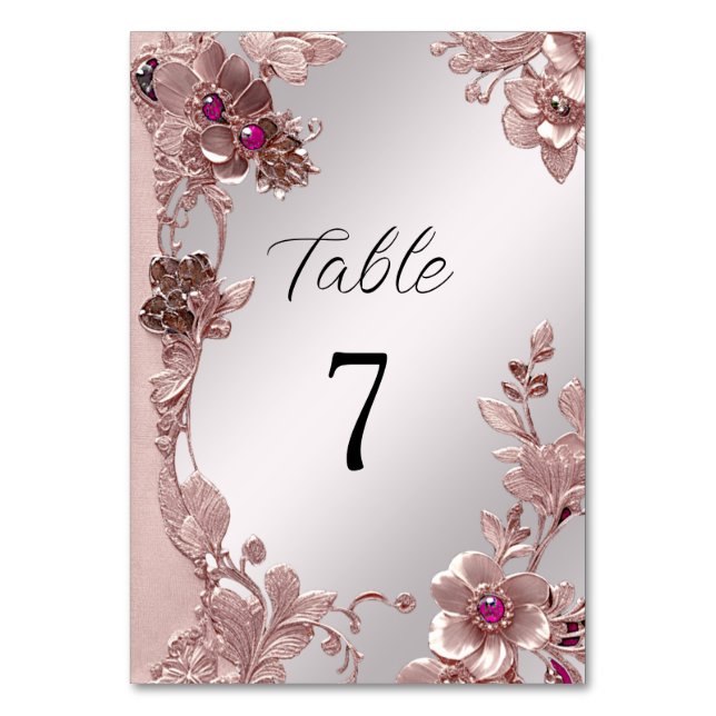Numeração De Mesa Número da Tabela Floral do Ornamentado Rosa (Frente)
