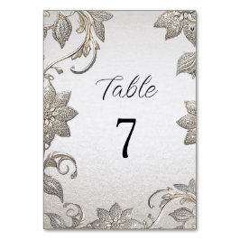 Numeração De Mesa Número da Tabela Floral Dourada Prata