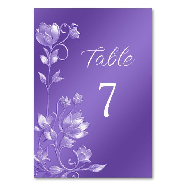 Numeração De Mesa Número da Tabela Floral na moda Purple (Frente)