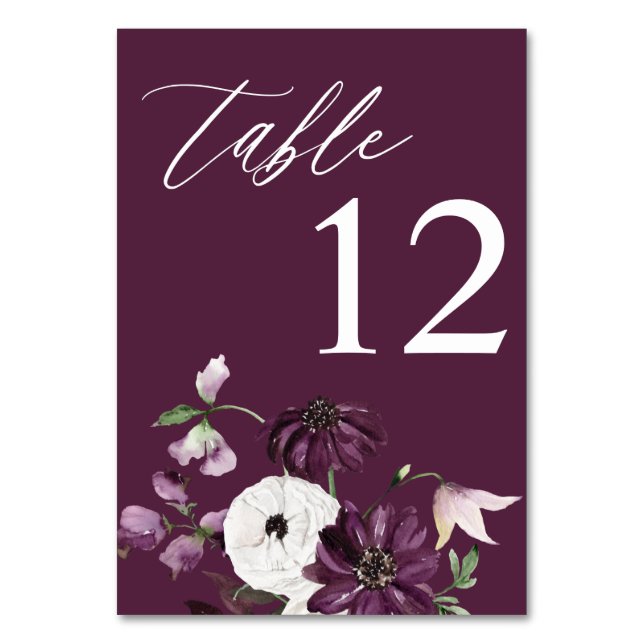 Numeração De Mesa Número da Tabela Floral Púrpura e Branca - Roxo (Frente)