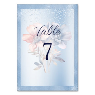 Numeração De Mesa Número da Tabela Flores Cor-de-Rosa Azul
