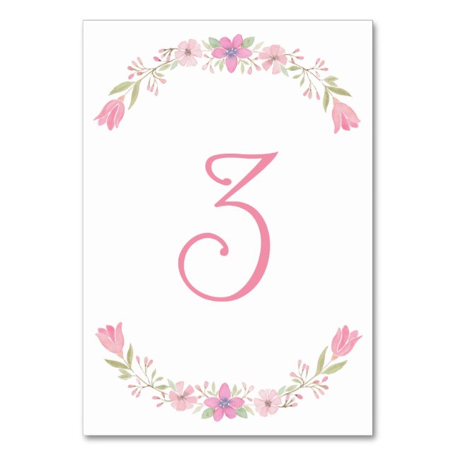 Numeração De Mesa Número da Tabela Flores Rosa (Frente)