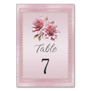 Numeração De Mesa Número da Tabela Flores Rosa Moderna