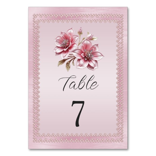 Numeração De Mesa Número da Tabela Flores Rosa Moderna (Frente)