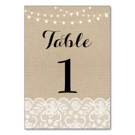 Numeração De Mesa Número da Tabela Luzes Russas Burlap Lace