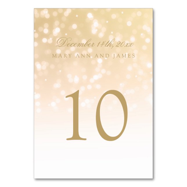 Numeração De Mesa Número da Tabela: Luzes Sparkle do Bokee Douradas (Frente)