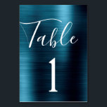 Numeração De Mesa Número da Tabela Metálica de Casamento Azul-marinh<br><div class="desc">Marinho Blue Faux Metálico Stainless Steel Metal Script Moderno e Elegante Número de Tabela. O número da tabela pode ser atualizado e alterado nesta placa cinzenta azul Marinho. Este cartão de Número de Tabela faz parte de uma coleção de casamento correspondente e itens adicionais correspondentes podem ser solicitados entrando em...</div>
