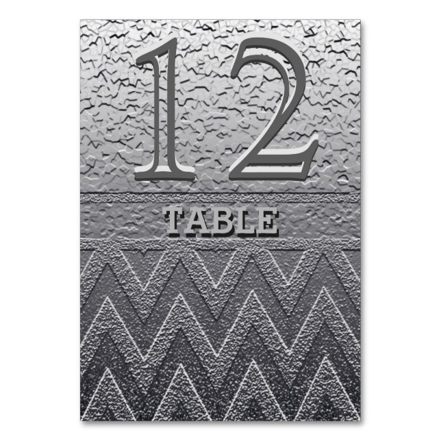 Numeração De Mesa Número da Tabela | Modern Silver Chevron (Frente)