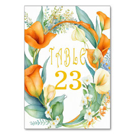 Numeração De Mesa Número da Tabela na moda Orange e Ivory Calla Lily
