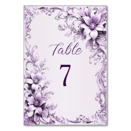 Numeração De Mesa Número da Tabela na moda Purple Flowers