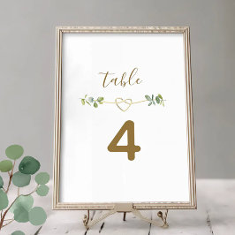 Numeração De Mesa Número da Tabela Neutral de Casamento Verde Elegan