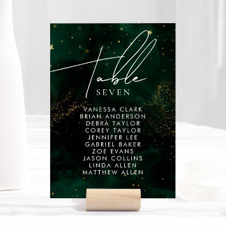 Numeração De Mesa Número da Tabela Ouro Mágico Verde de Aquarela Esc
