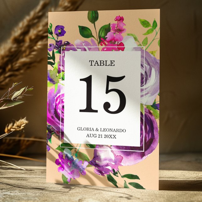 Numeração De Mesa Número da Tabela Romântica de Casamento Floral Rox (Criador carregado)