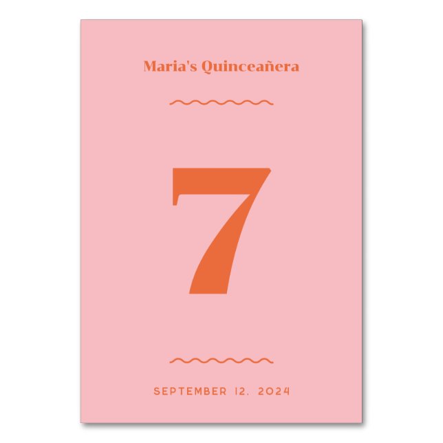 Numeração De Mesa Número da Tabela Rosa (Frente)