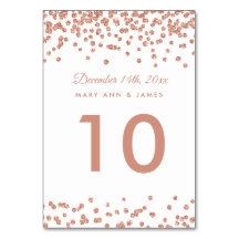 Número da Tabela - Rosa Dourado Faux Glitter Confe