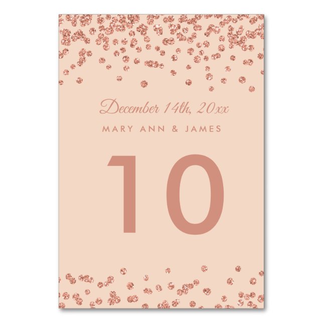 Numeração De Mesa Número da Tabela Rosa Glitter Confetti Blush com G (Frente)