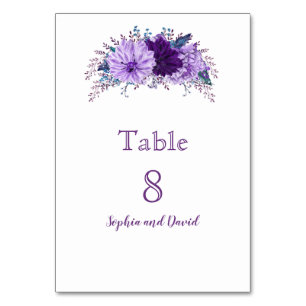 Numeração De Mesa Número da Tabela Roxo de Pluma de Lavanda Chic