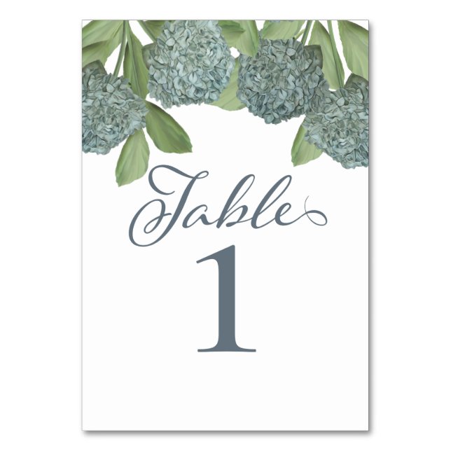 Numeração De Mesa Número de Casamento Floral de Hortênsia Azul Empoe (Frente)