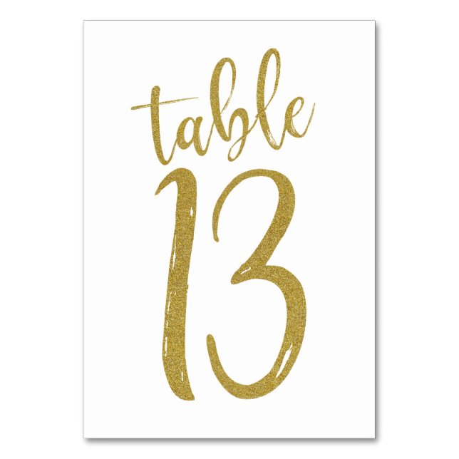 Numeração De Mesa Número de Mesa 13 com Brilho Dourado (Frente)