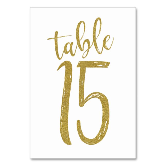 Numeração De Mesa Número de Mesa 15 com Brilho Dourado (Frente)