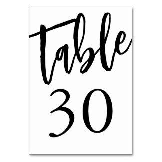 Numeração De Mesa Número de Mesa 30 em Preto e Branco Minimalista