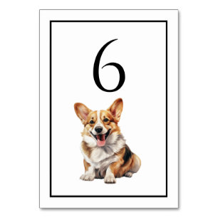 Numeração De Mesa Número de Mesa Aquarela Cão Corgi