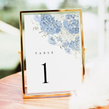 Número de Mesa Aquarela de Hortênsia Azul Empoeira