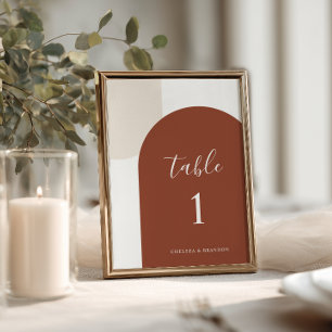 Numeração De Mesa Número de Mesa Arco Rústico Boho Laranja Queimado 