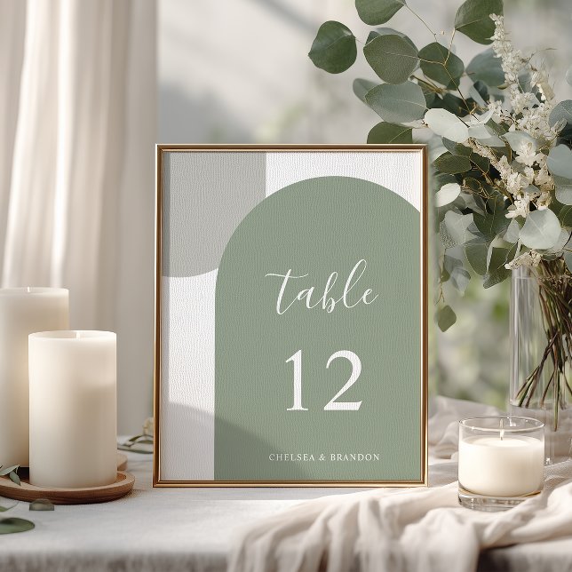 Numeração De Mesa Número de Mesa Arco Rústico Boho Verde Salvia Mode (Criador carregado)