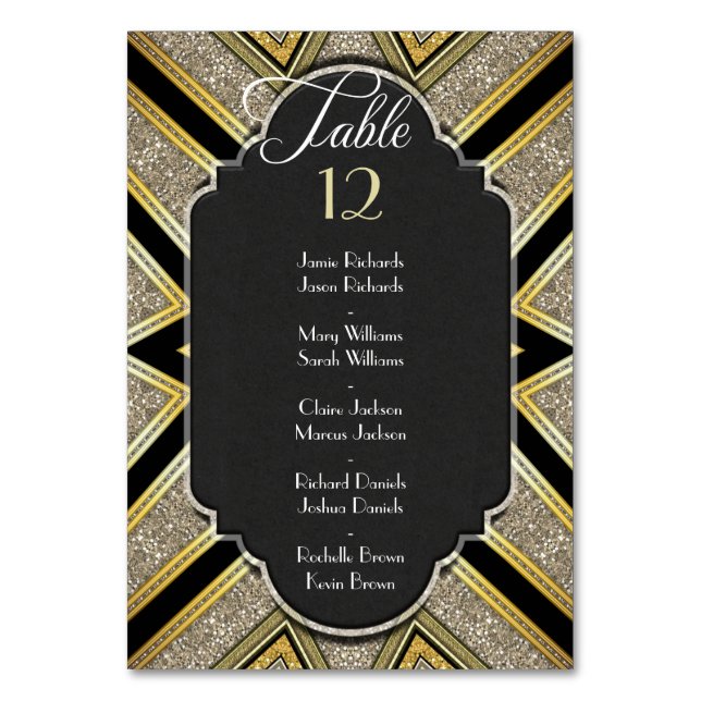 Numeração De Mesa Número de Mesa Art Deco Dourado para Casamento com (Verso)