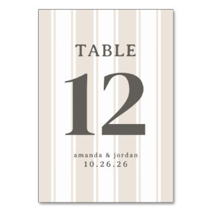 Numeração De Mesa Número de Mesa Bege Listrado Elegante