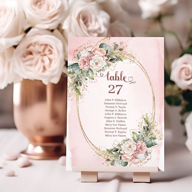 Numeração De Mesa Número de Mesa Boho Rose Gold Flores Eucalipto (Boho Rose Gold Flowers Eucalyptus Table Number)