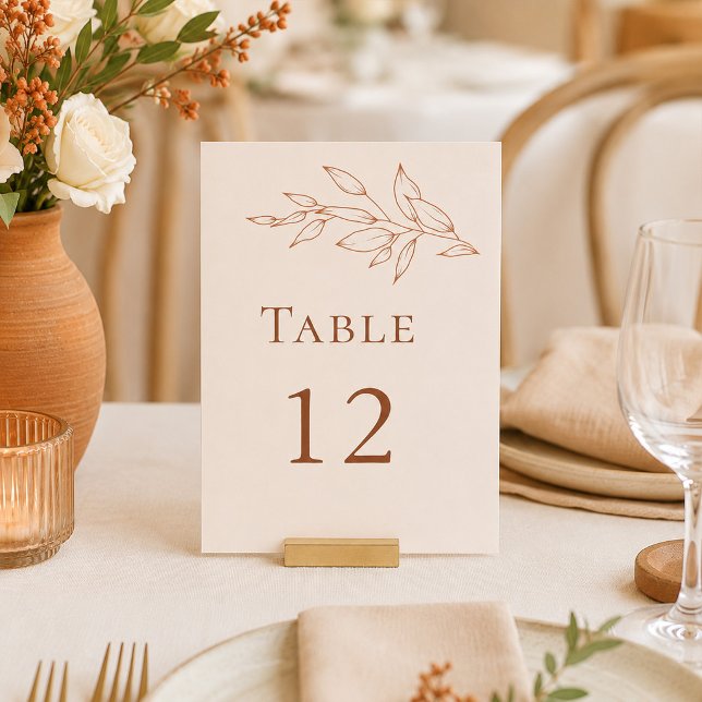 Numeração De Mesa Número de Mesa Botânico em Terracota e Marfim (Terracotta Ivory Botanical Table Number)