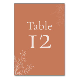 Numeração De Mesa Número de Mesa Botânico em Terracota Escura