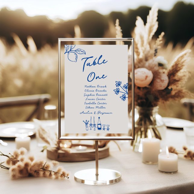 Numeração De Mesa Número de Mesa Casamento Azul Francês Desenhado à  (Criador carregado)