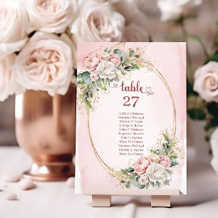 Numeração De Mesa Número de Mesa Casamento Flores Dourado Rosa Sofis