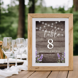 Numeração De Mesa Número de Mesa Casamento Luzes Lavanda Rústica