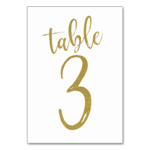 Numeração De Mesa Número de Mesa com Brilho Dourado 3