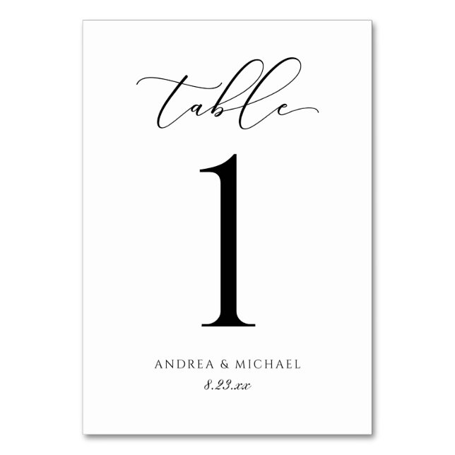 Numeração De Mesa Número de Mesa com Caligrafia para Casamento Elega (Frente)