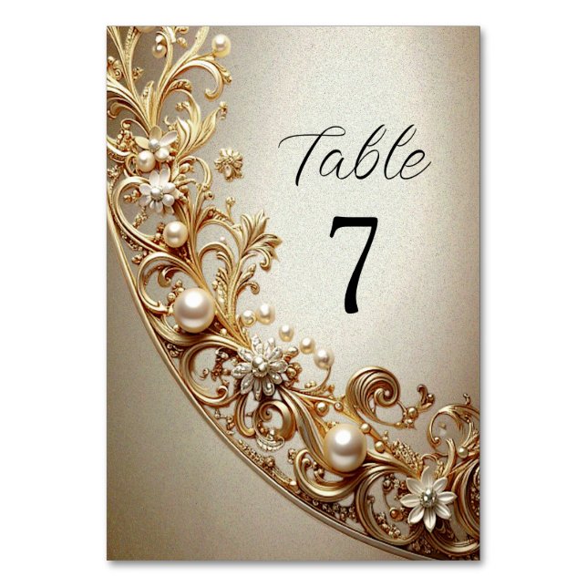 Numeração De Mesa Número de Mesa com Floreio Dourado Ornamentado (Frente)