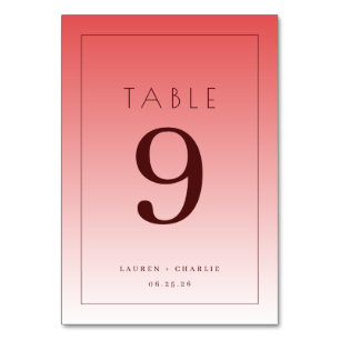 Numeração De Mesa Número de Mesa com Gradiente Rosa Elegante