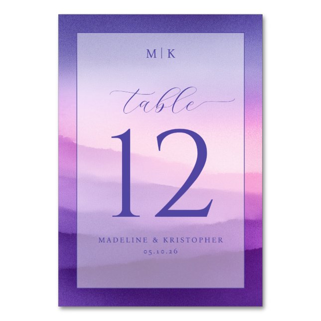 Numeração De Mesa Número de Mesa com Gradiente Roxo Elegante (Frente)