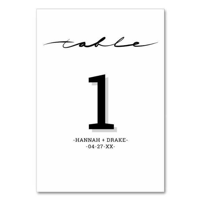 Numeração De Mesa Número de Mesa com Letra Manual Chic (Frente)