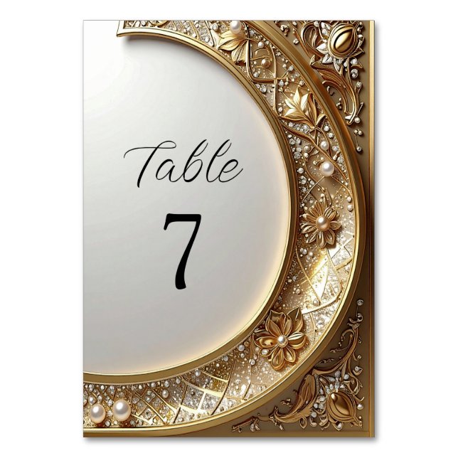 Numeração De Mesa Número de Mesa com Moldura Dourada Ornamentada (Frente)